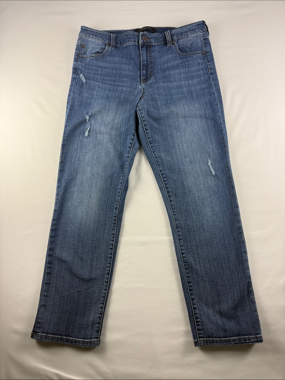 Liverpool Distressed Straight Leg Crop Jeans Women's Size 31 High Rise